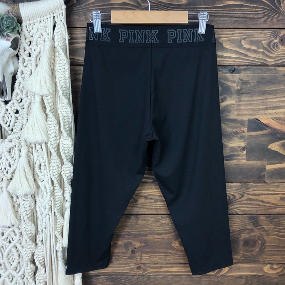 PINK‎ VS | Wide Logo Black Out Crop Leggings - Picture 2 of 5